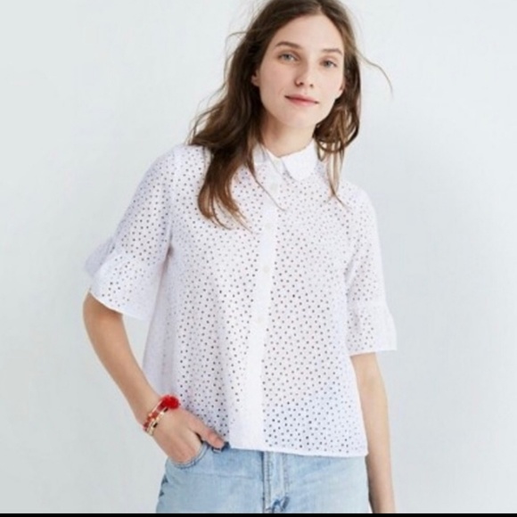 Madewell Tops - Madewell white eyelet top short bell sleeve Madewell Tops - Madewell white eyelet top short bell sleeve